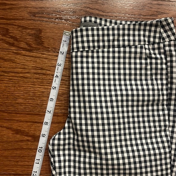 Donna Ricco GINGHAM checker Ponte black white ankle pants crop zipped stretch 8 - Picture 9 of 12